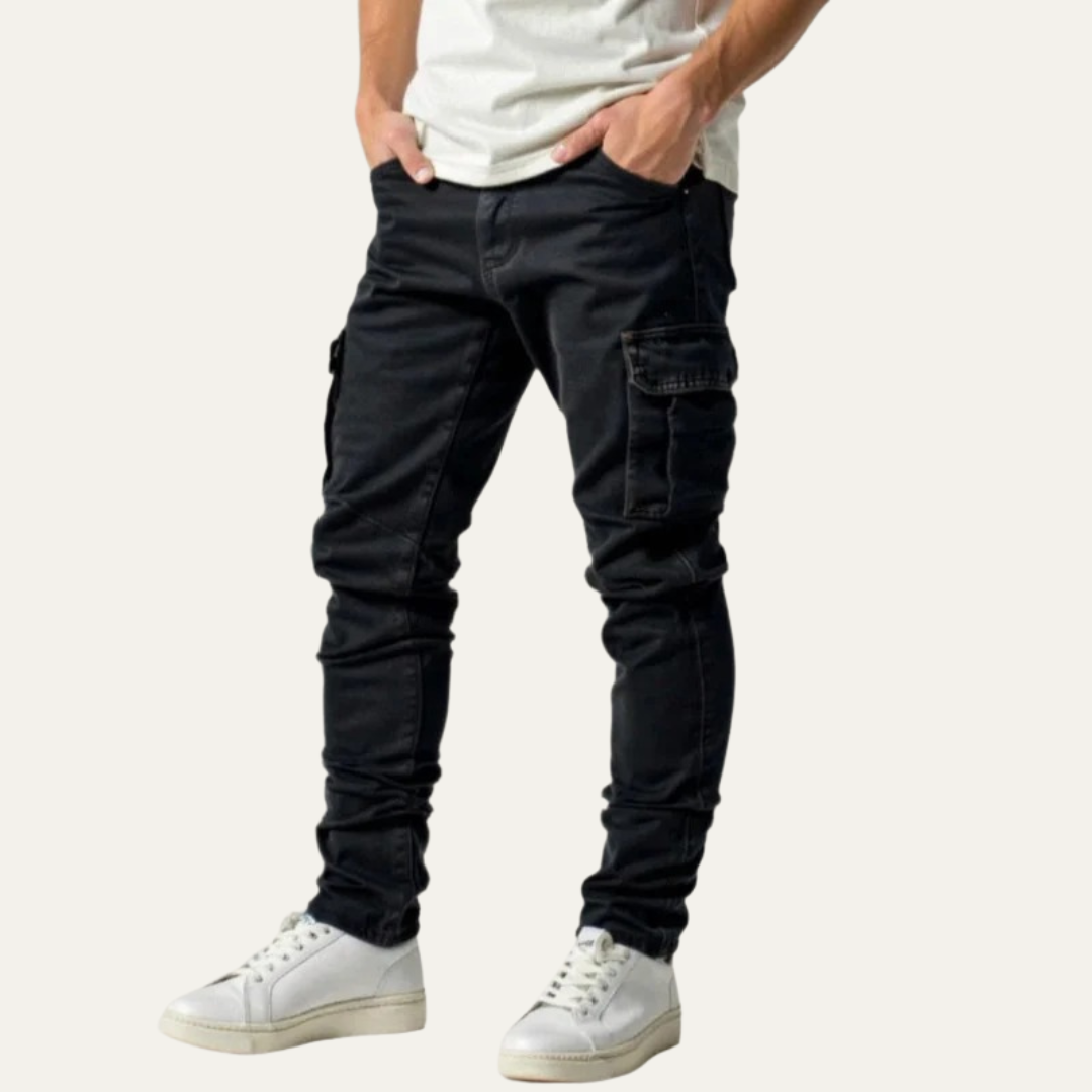 Men’s Slim Fit Stretchy Pocket Denim Cargo Pants