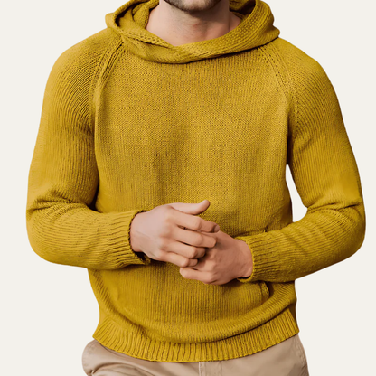 Men’s Ribbed Knit Hoodie With Raglan Sleeves