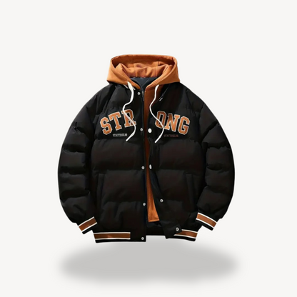 Men's Puffer Varsity Jacket with Hoodie
