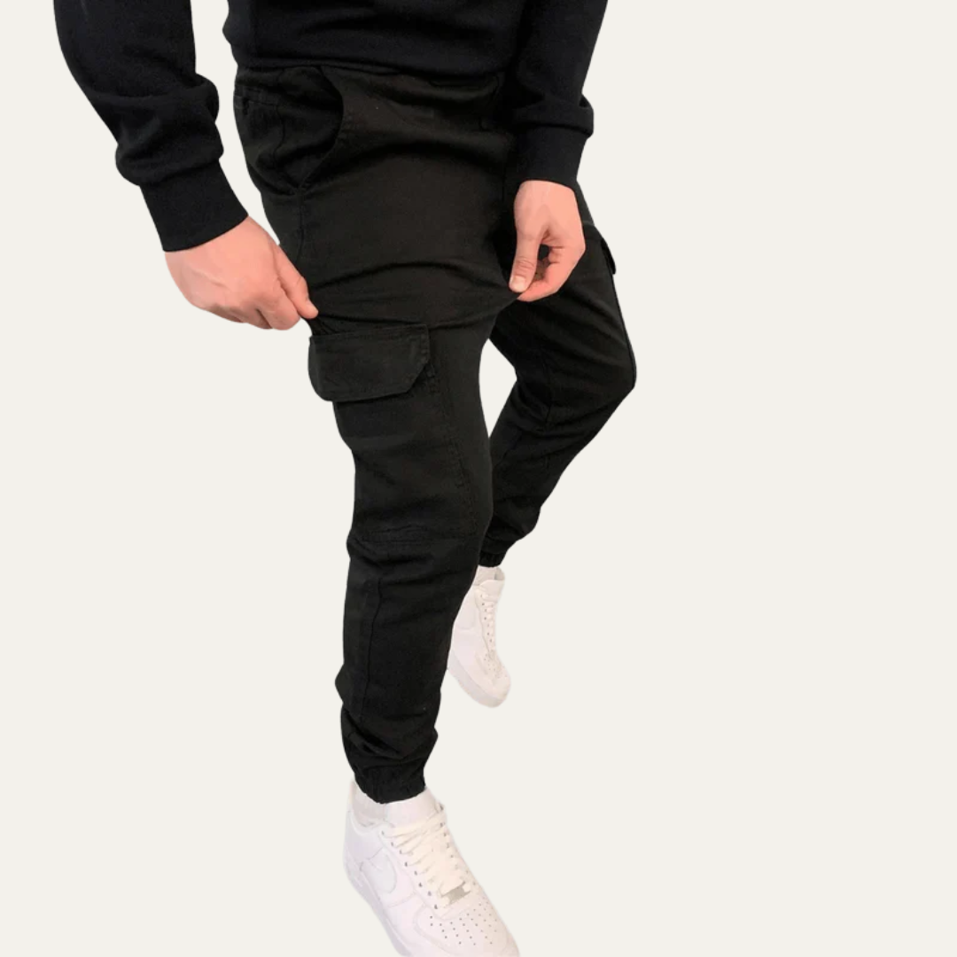 Men’s Tapered Cargo Jogger Pants with Flap Thigh Pockets