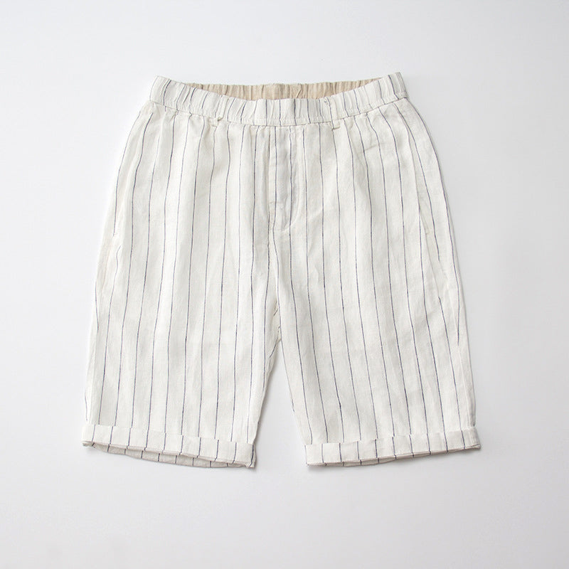 Classic Men's High Waist Linen Shorts