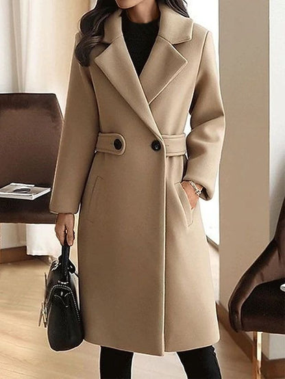 Warm Ladies Belted Winter Coat - BritishElegance