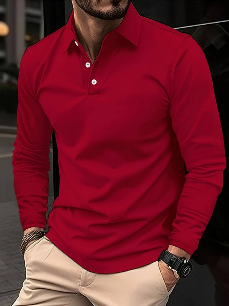Long-sleeve golf shirt by Joshua: comfortable stretch fabric