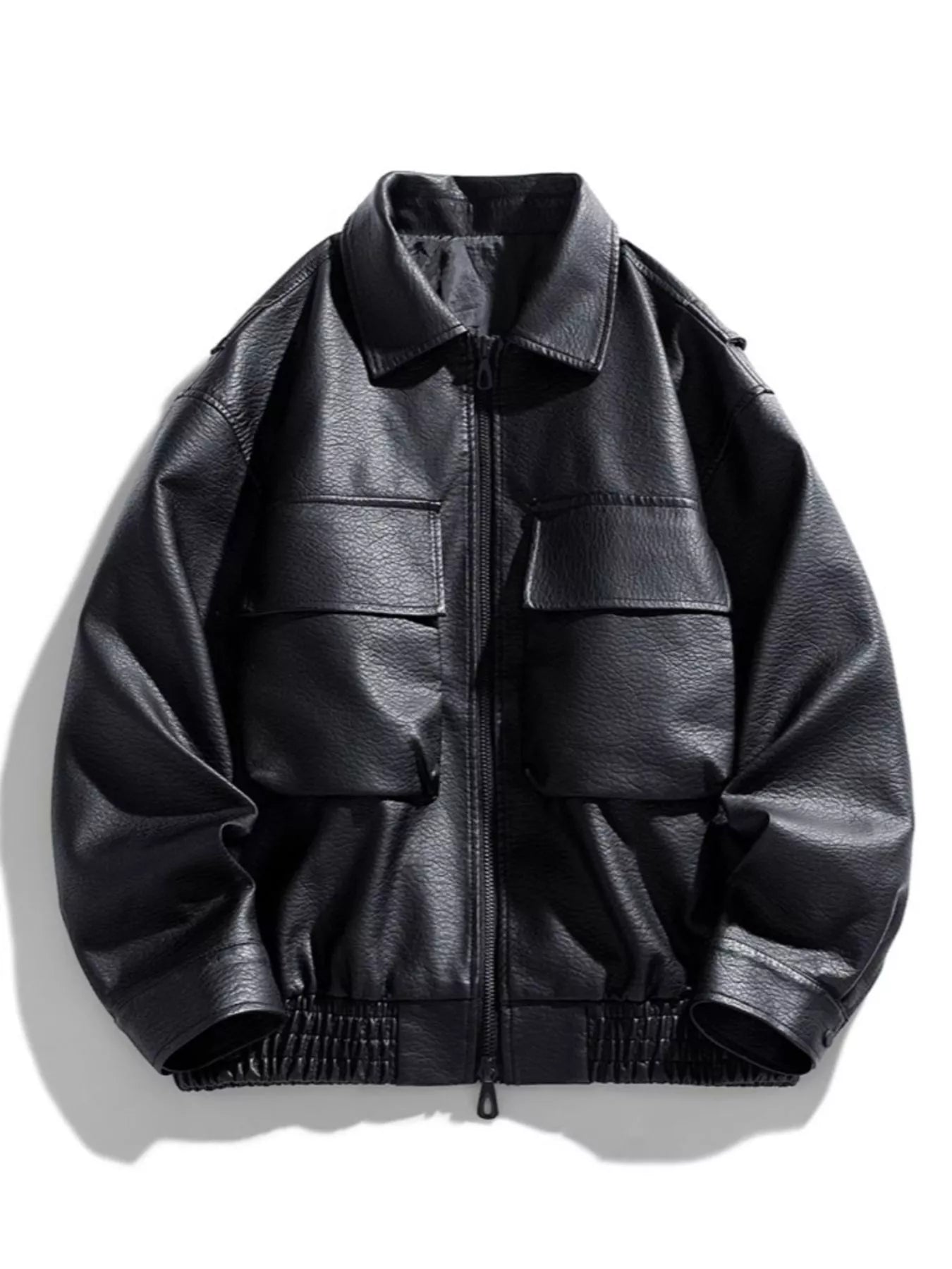Big Size Synthetic Leather Pilot Jacket - BritishElegance
