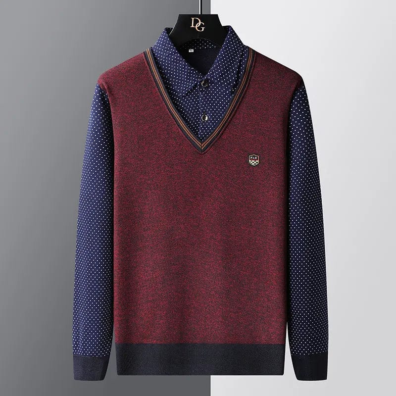 Warm Classic Fit Polo Sweater for Men - BritishElegance