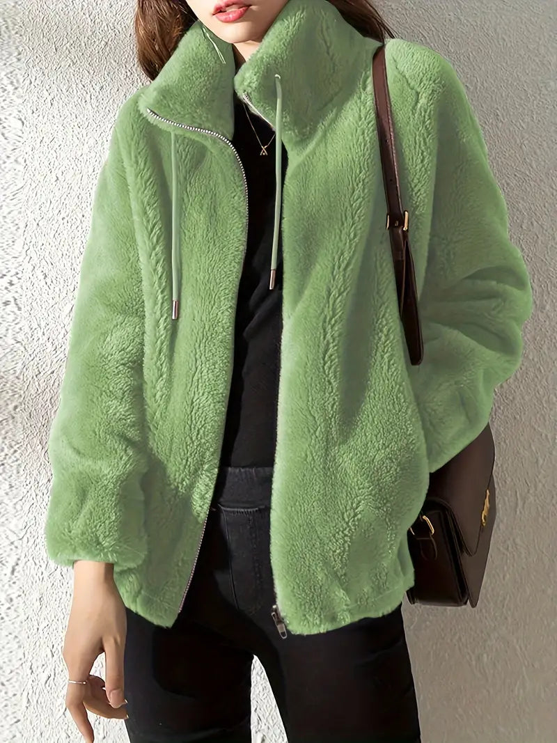 Luxurious Faux Fur Ladies Zip Coat
