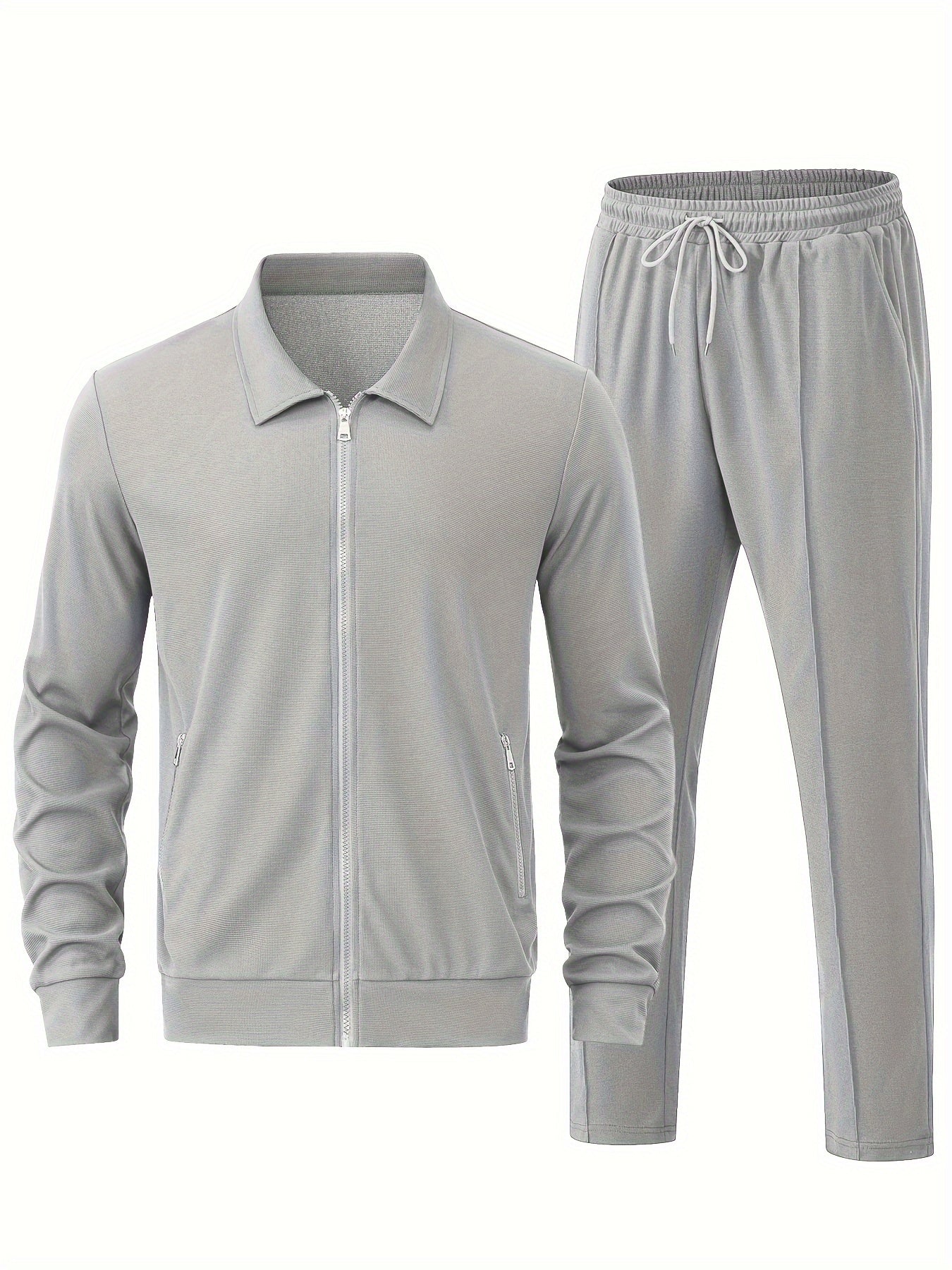 Men's Sporty Zipper Tracksuit Set with Jacket and Pants
