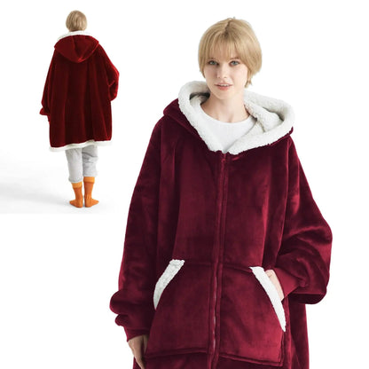 CozyHaven | Sherpa Fleece Wearable Blanket Hoodie – Zippered, Warm & Ultra-Soft