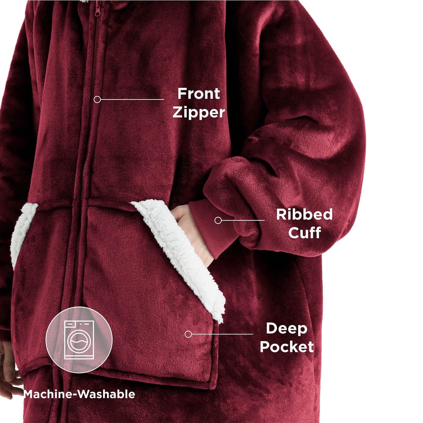 CozyHaven | Sherpa Fleece Wearable Blanket Hoodie – Zippered, Warm & Ultra-Soft