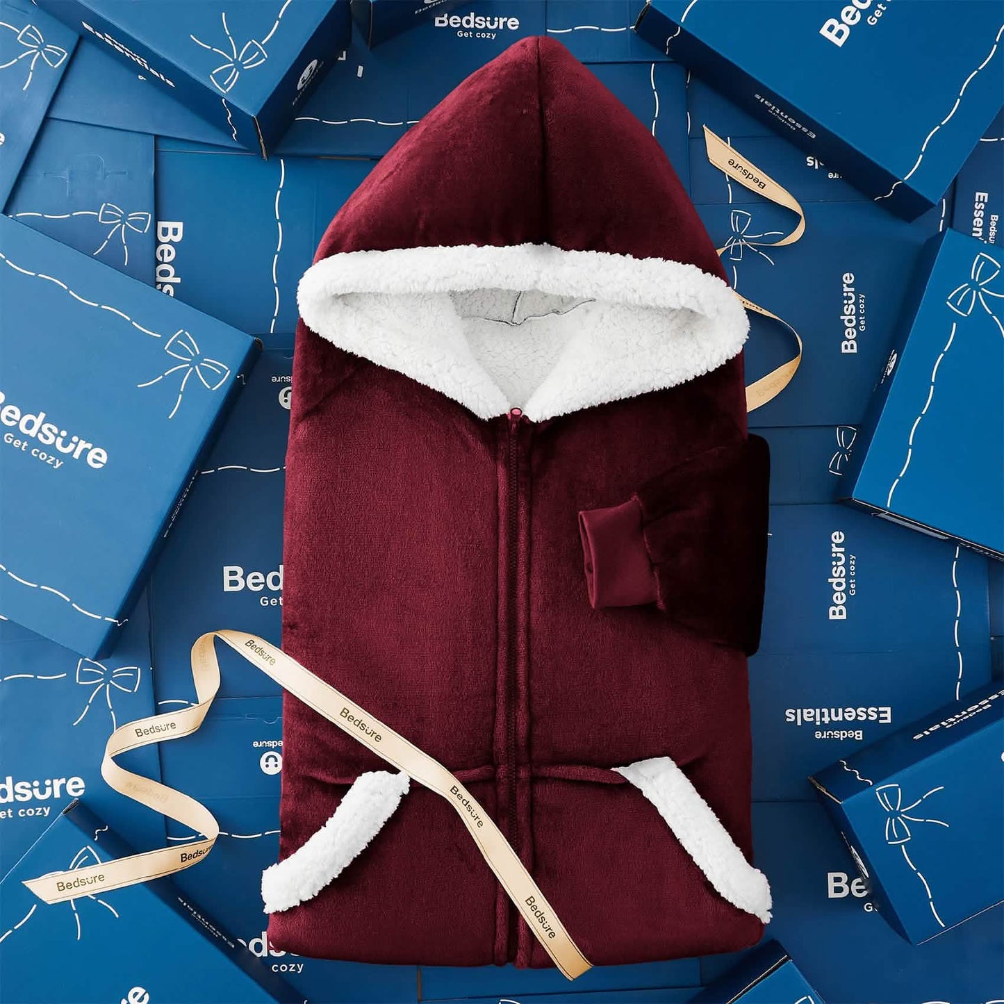 CozyHaven | Sherpa Fleece Wearable Blanket Hoodie – Zippered, Warm & Ultra-Soft