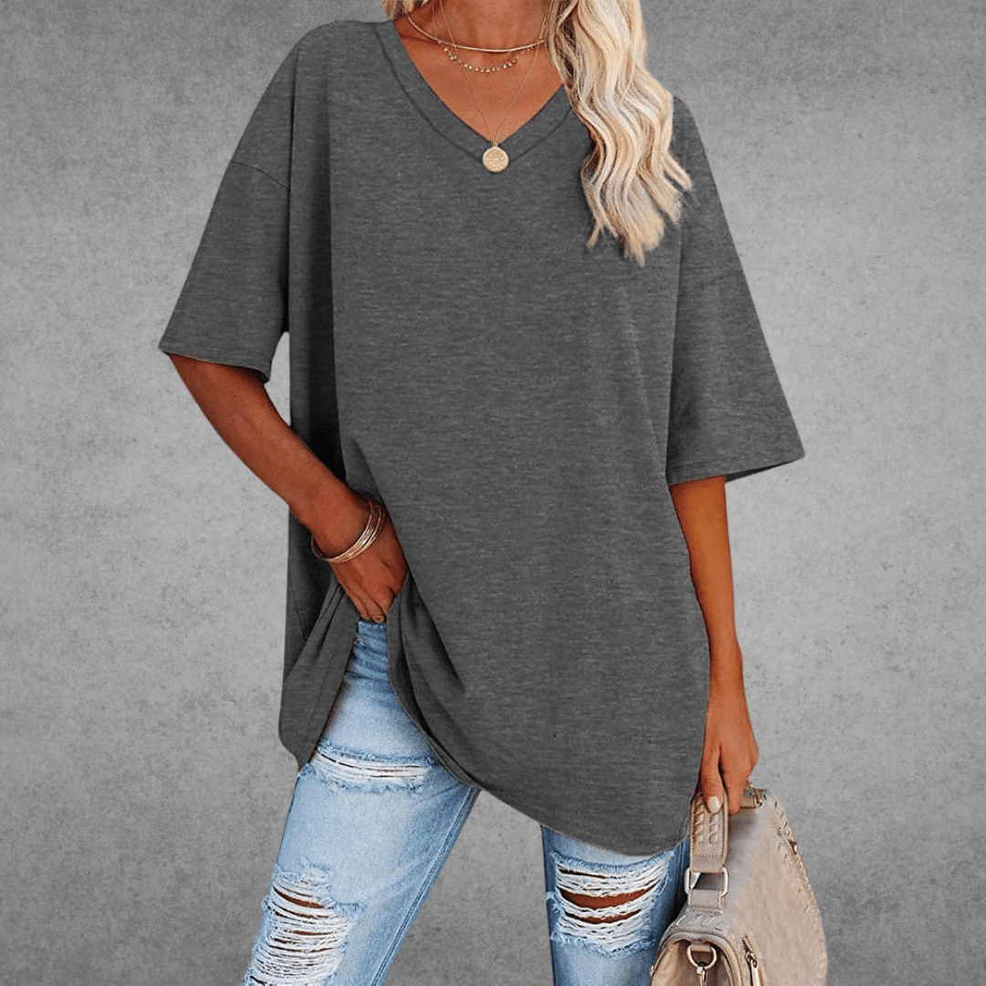 Trendy Loose Fit V Neck Tee