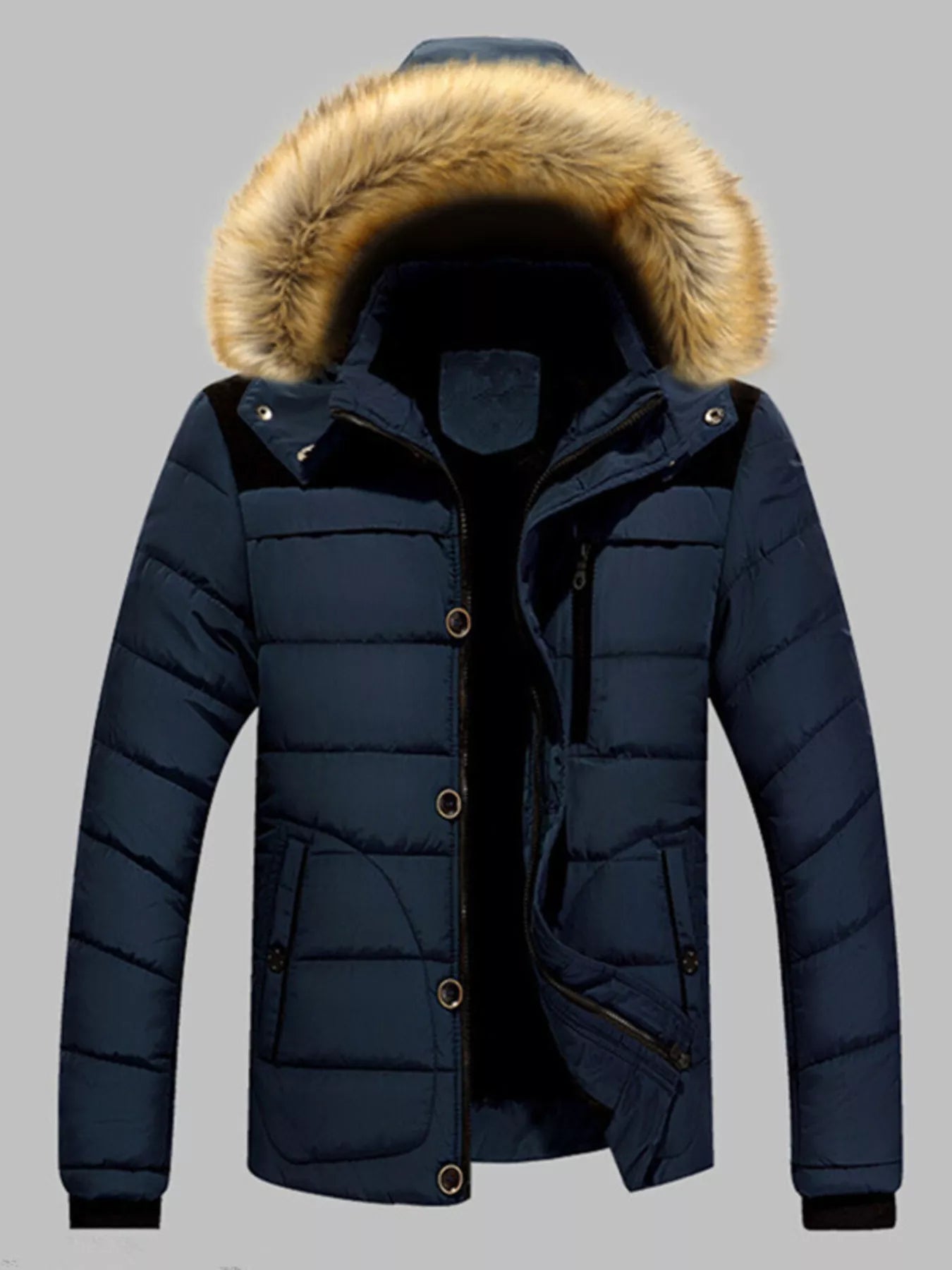 Warmth Men's Thick Faux Fur Puffer Coat