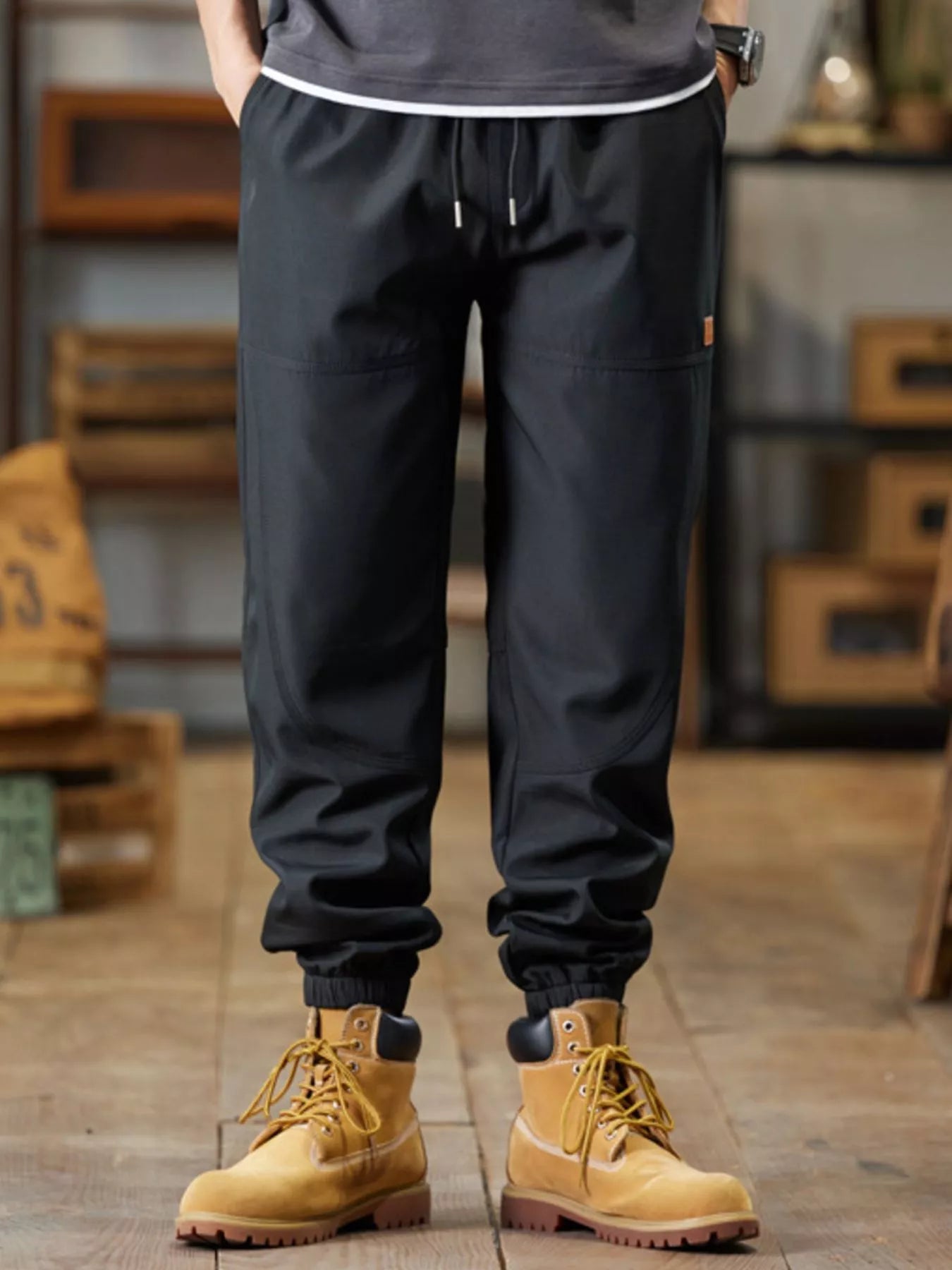 Relaxed Fit Mens Elastic Waist Jog Pants