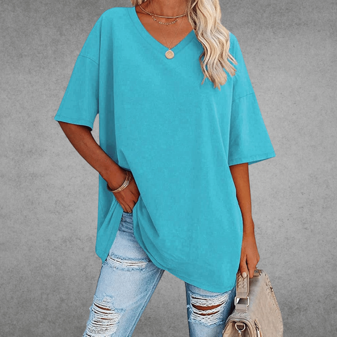 Trendy Loose Fit V Neck Tee