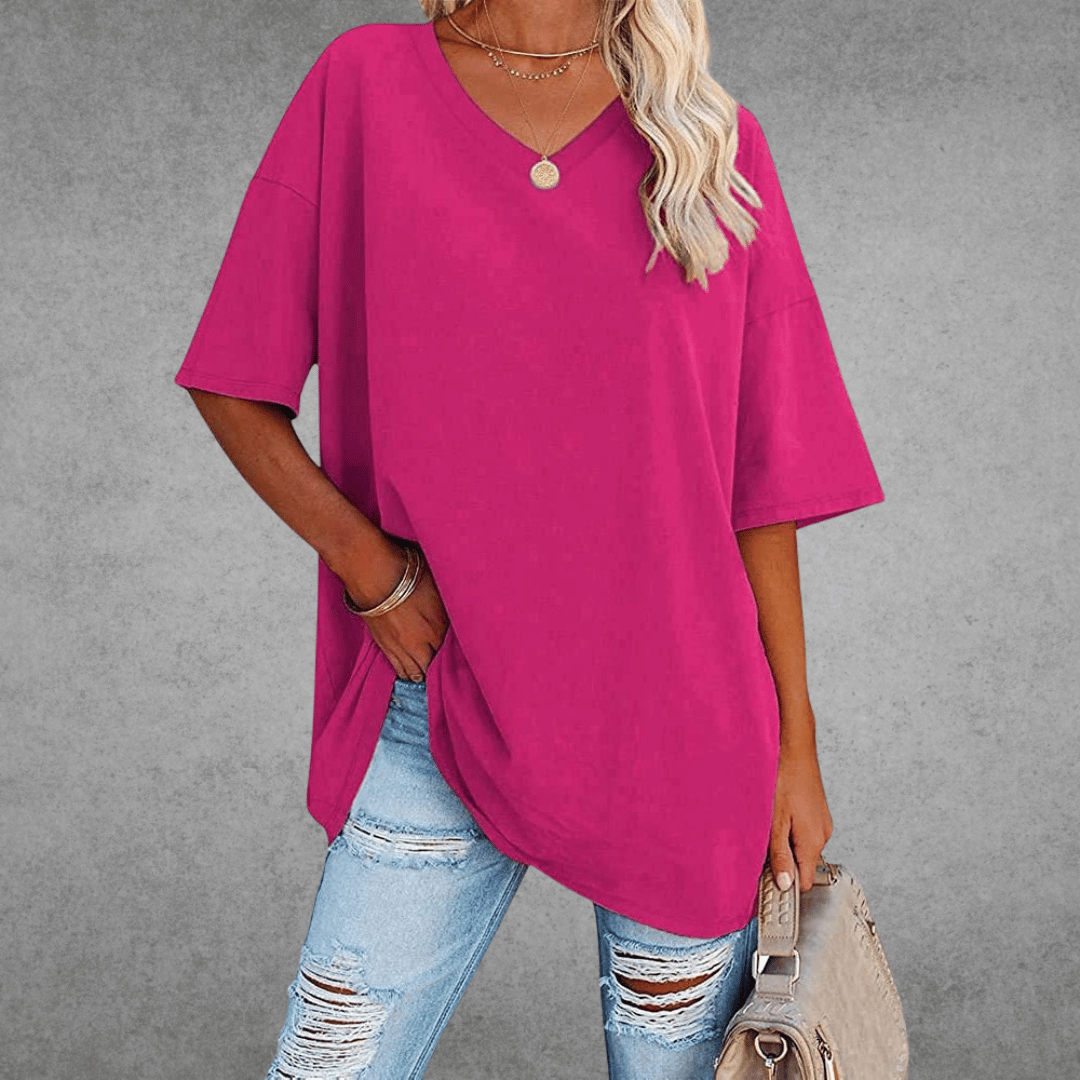 Trendy Loose Fit V Neck Tee