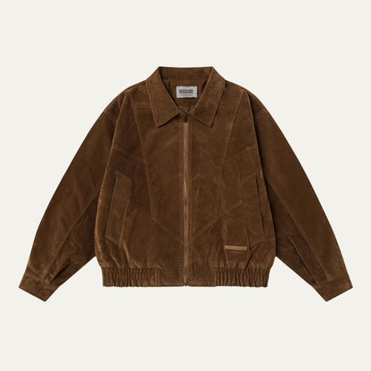The Caldaro Men’s Retro Zip Up  Suede Bomber Jacket