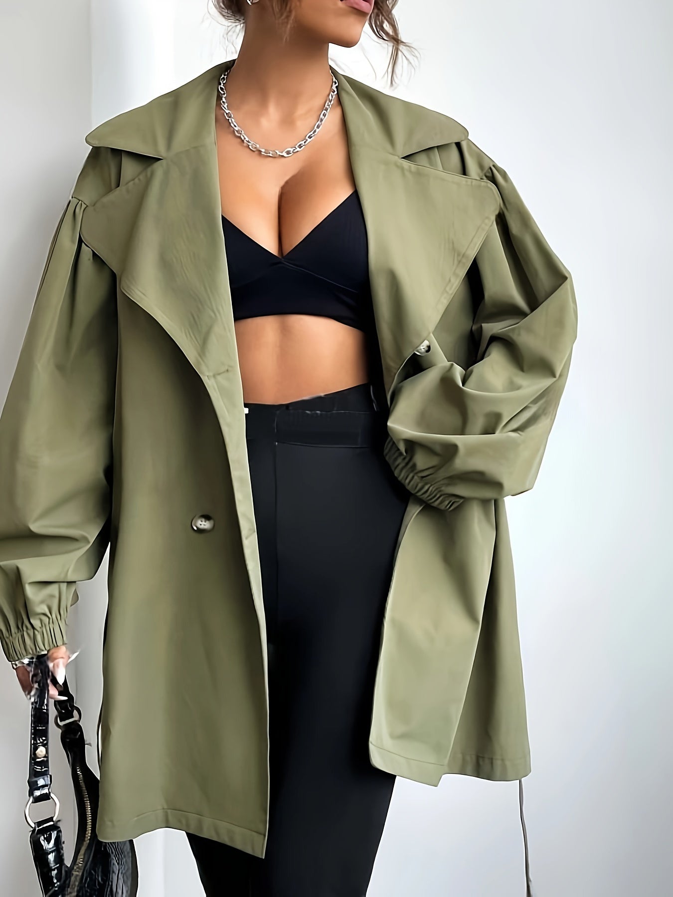 Classic Green Womens Belted Trench Coat - BritishElegance