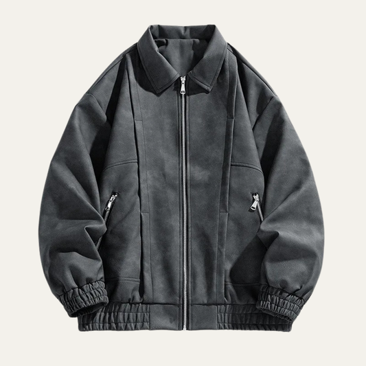The Polignano Men’s Lightweight Zip Up Casual Suede Bomber Coat