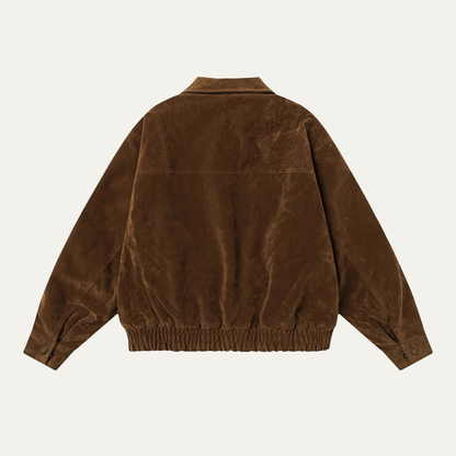 The Caldaro Men’s Retro Zip Up  Suede Bomber Jacket