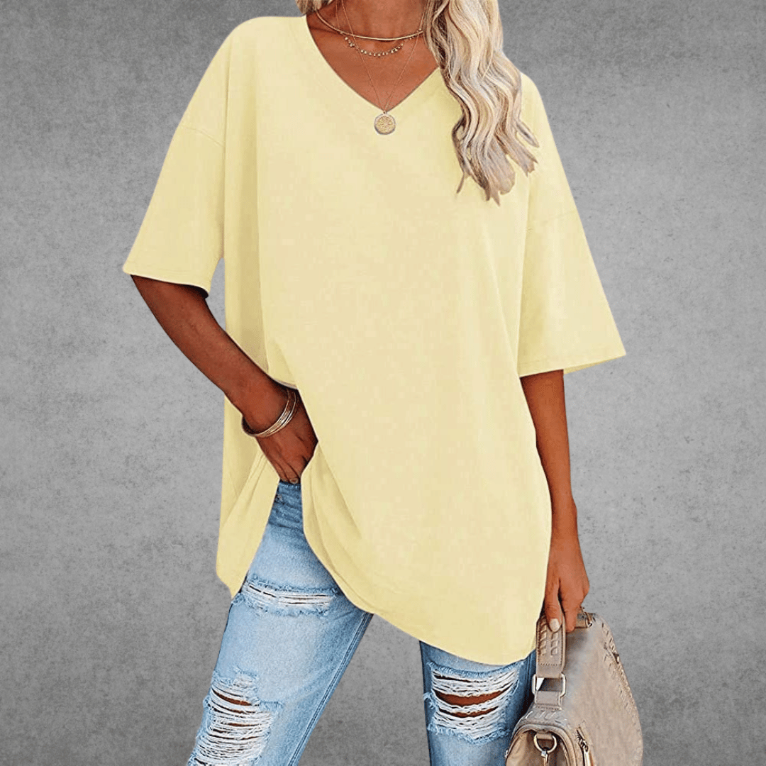 Trendy Loose Fit V Neck Tee
