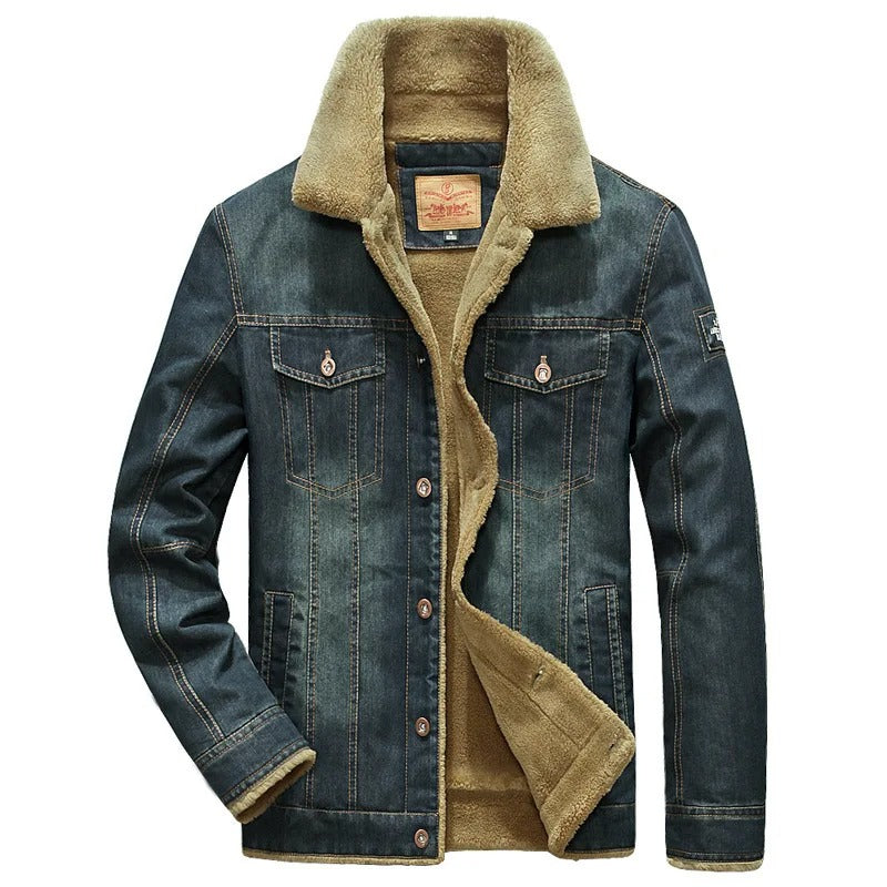 Comfortable Fleece Lined Denim Windbreaker Jacket - BritishElegance