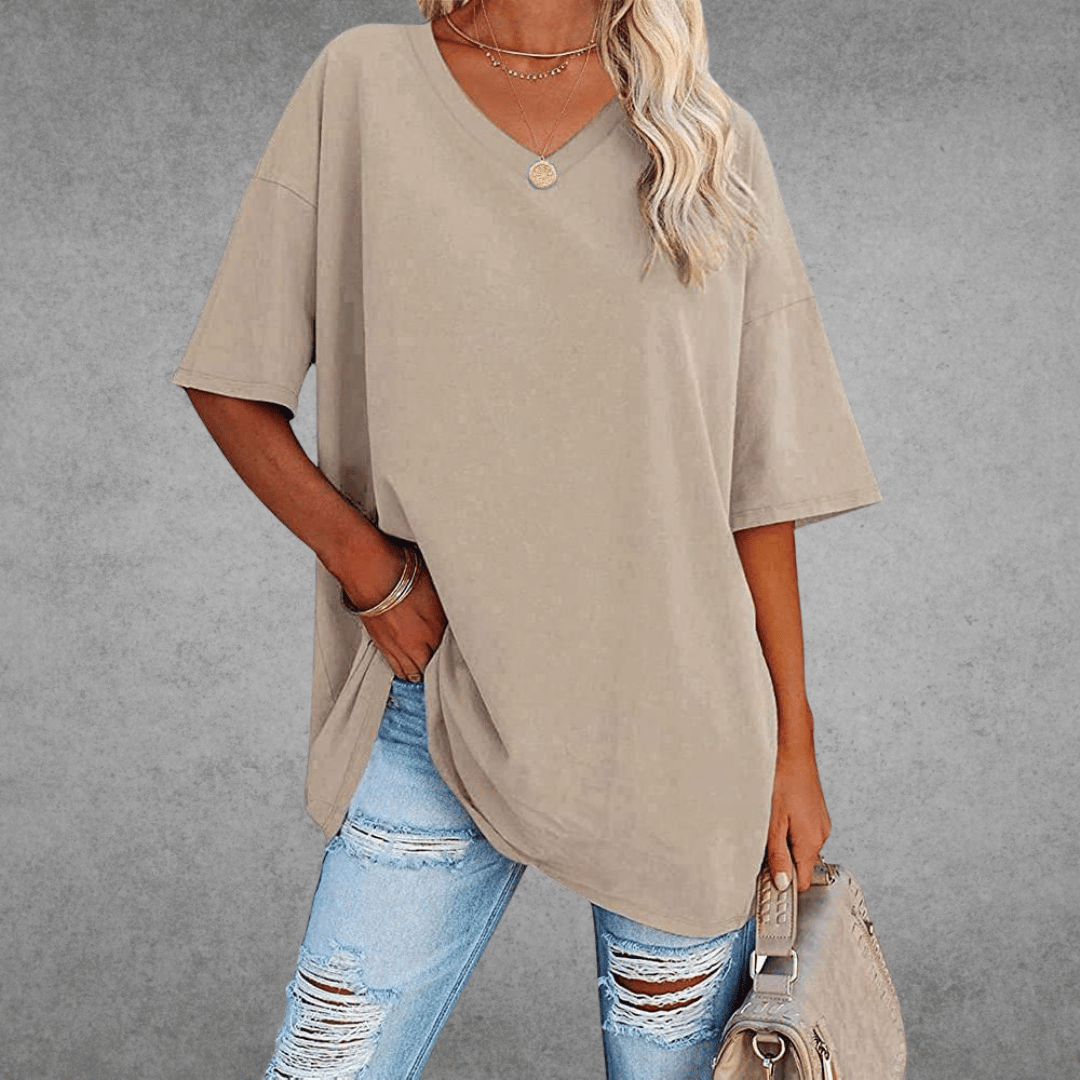 Trendy Loose Fit V Neck Tee
