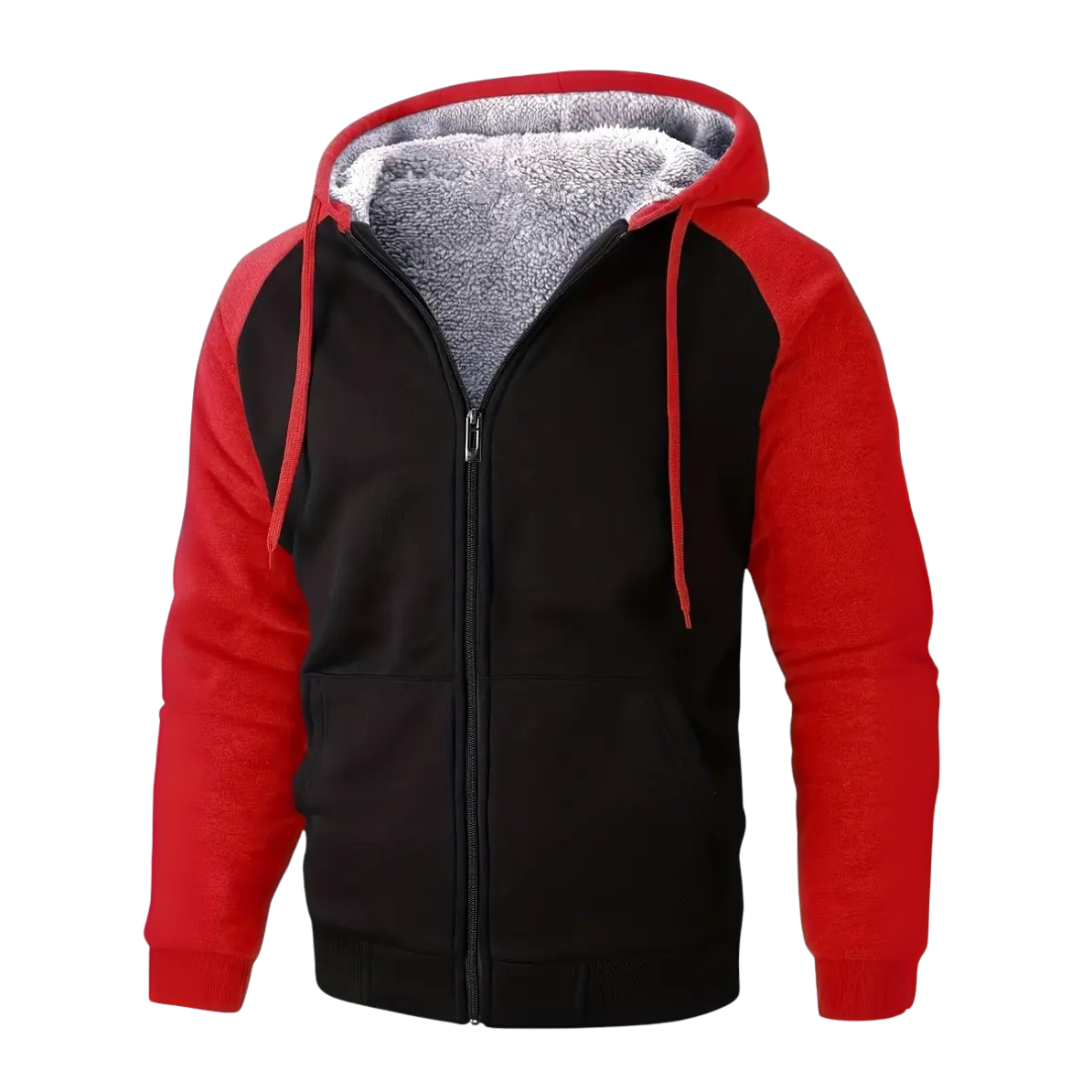 Men’s Color Block Sherpa Lined Zip Hoodie
