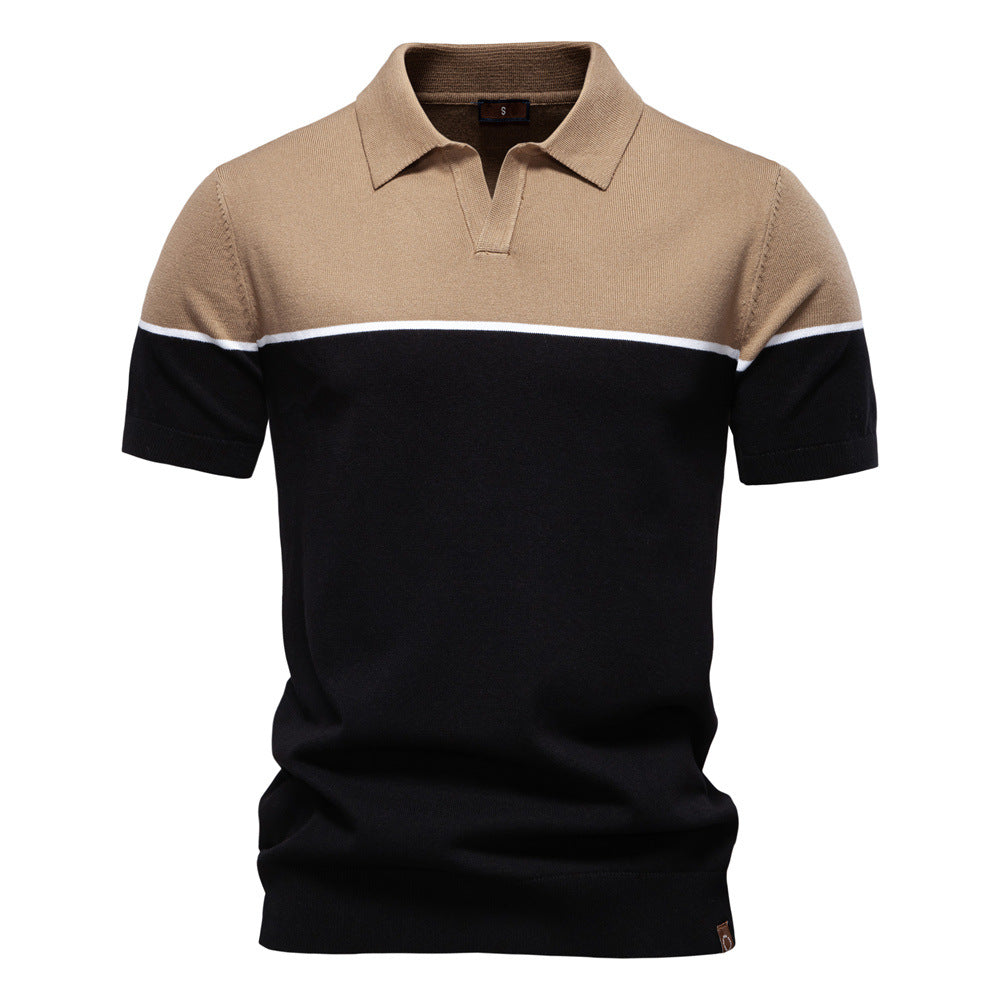 Stylish Men Polo Shirt Short Sleeve Two Tone