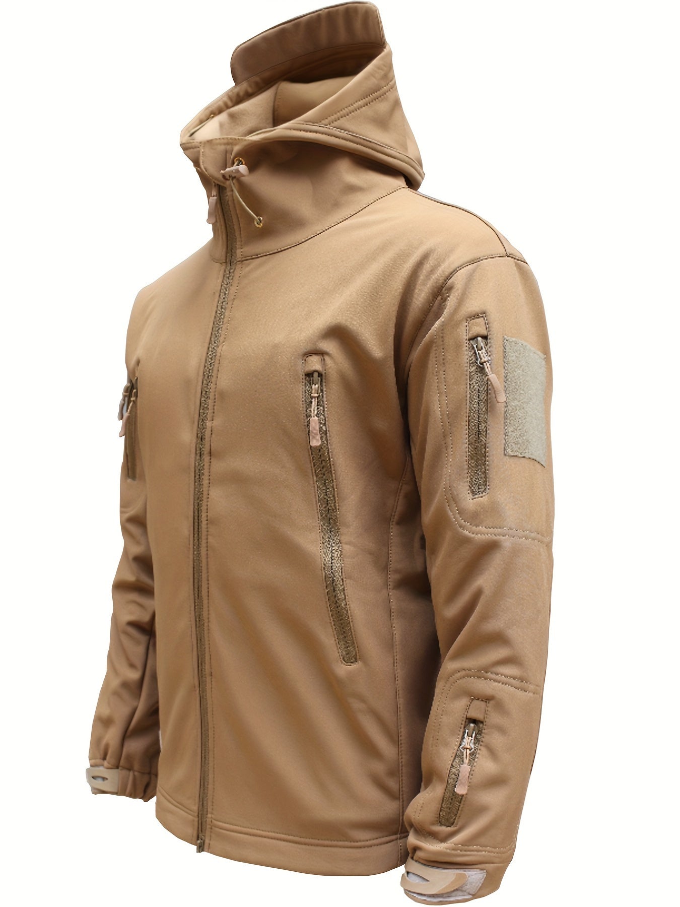 Waterproof Men's Hooded Fleece Jacket with Multiple Pockets