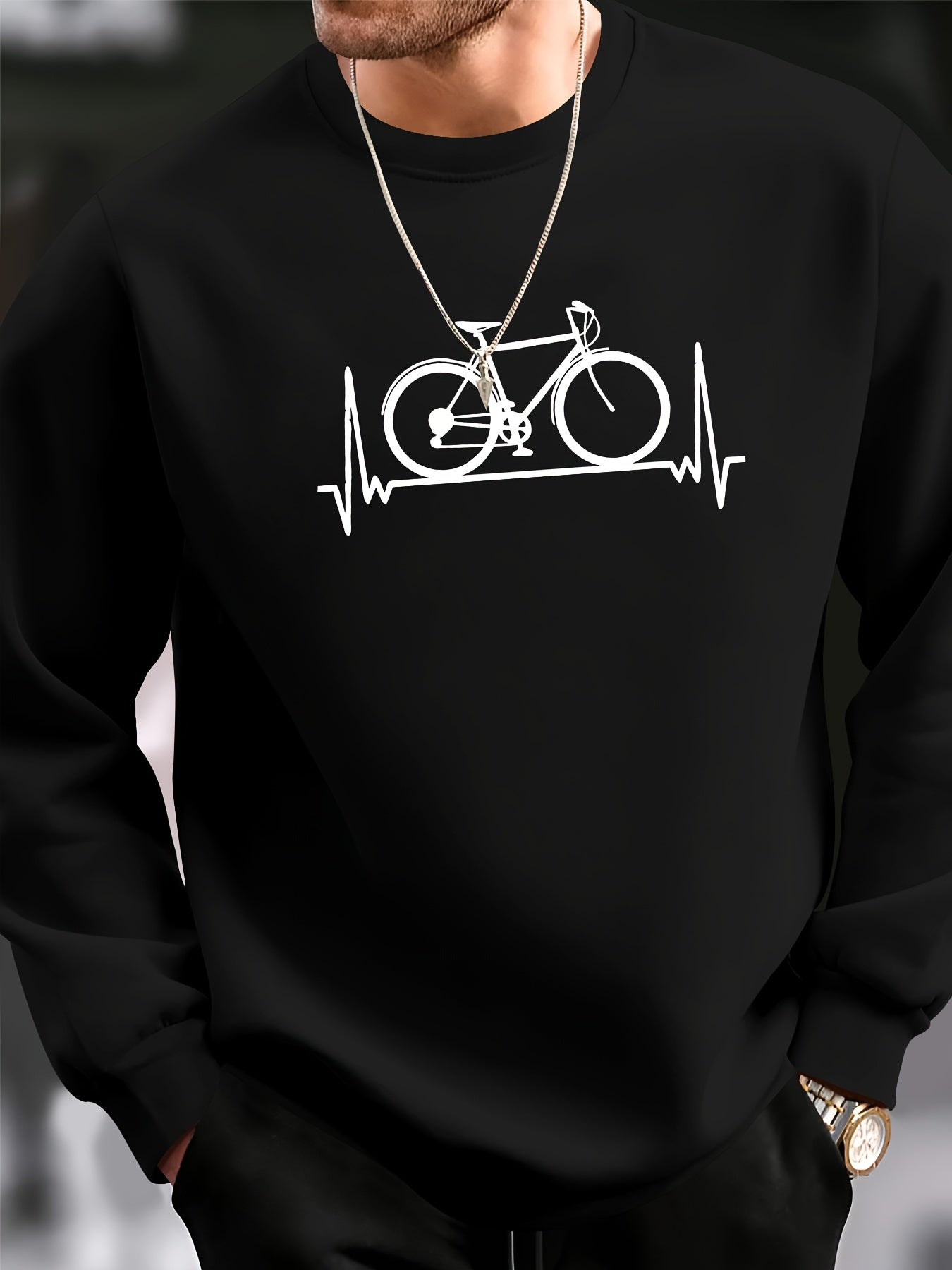Cozy Winter Bike Graphic Sweatshirt - BritishElegance