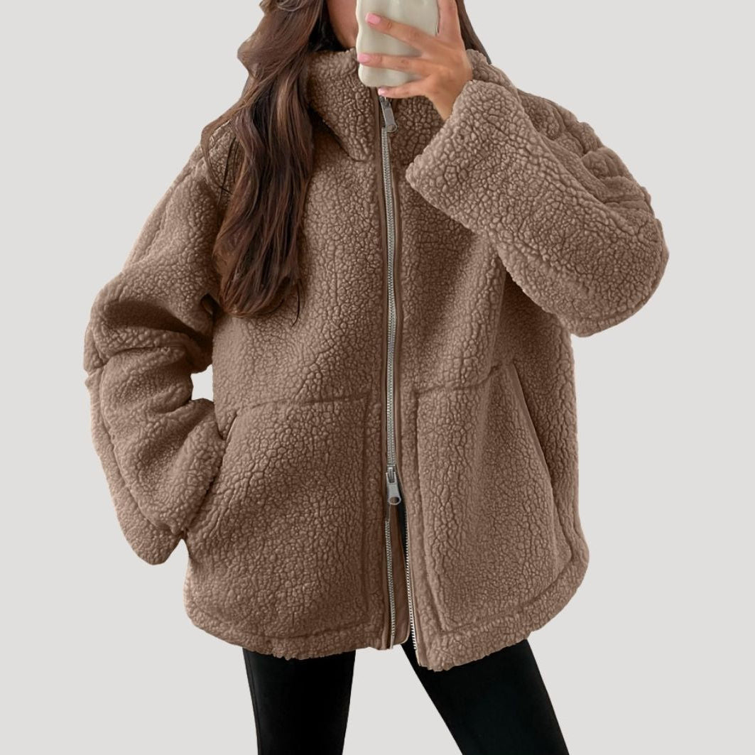 Warm Women's Fleece Zip Up Jacket - BritishElegance