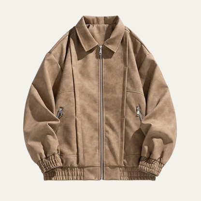 The Polignano Men’s Lightweight Zip Up Casual Suede Bomber Coat