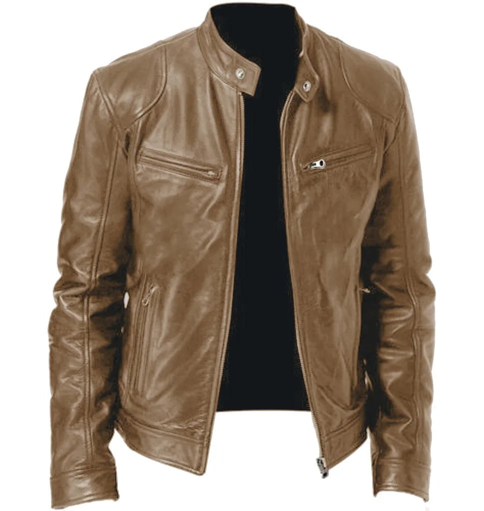Relaxed Fit Mens Vegan Leather Jacket - BritishElegance