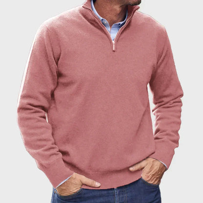 Men’s Plain Knit Cashmere Sweater with Funnel Neck
