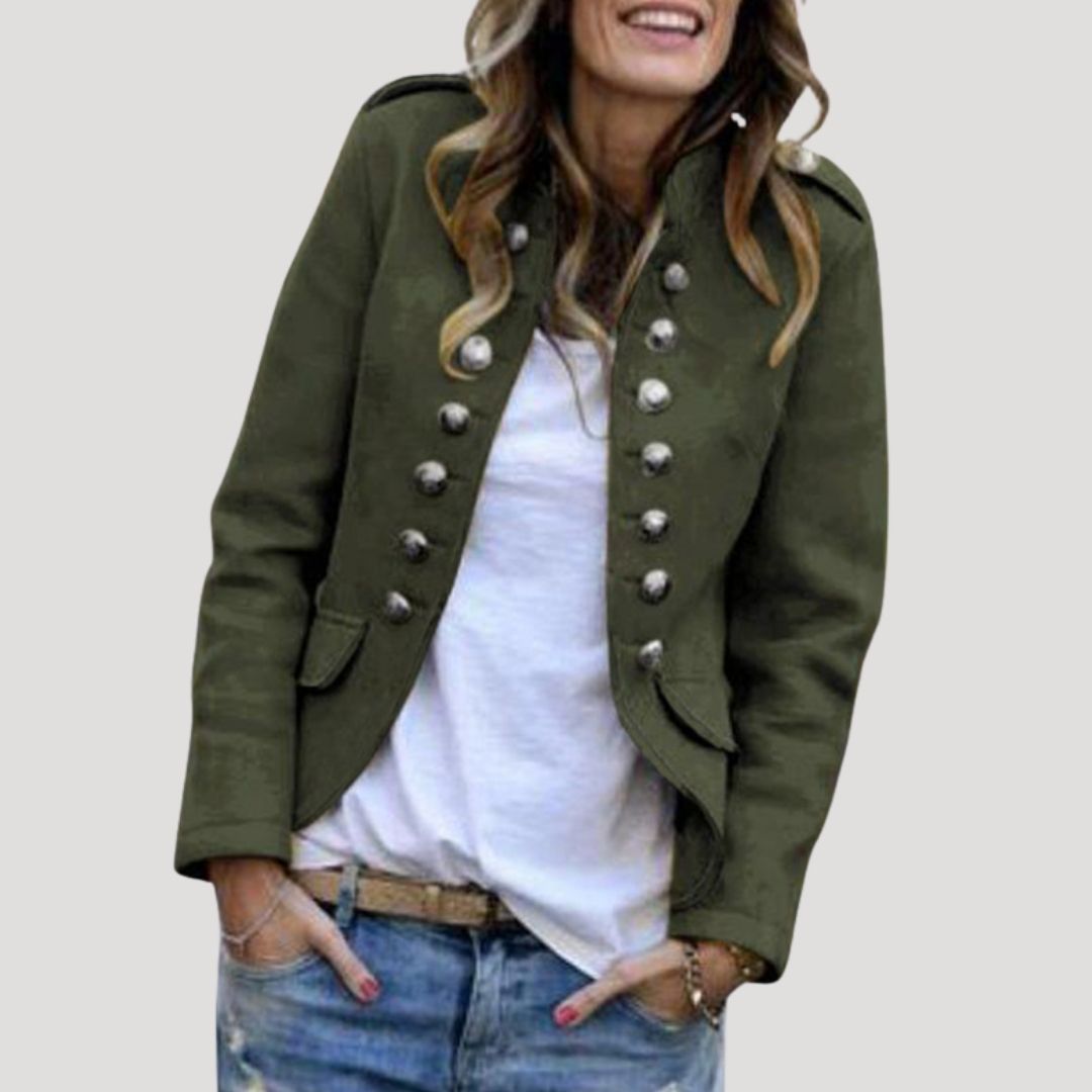 Classic Women's Army Style Button Down Jacket - BritishElegance