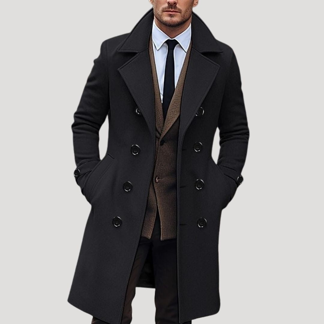 Luxury Mens Wool Long Winter Coat - BritishElegance