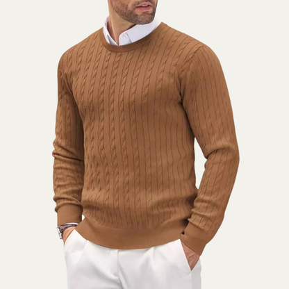 The Carcassonne Men’s Cable Knit Crew Neck Cotton Jumper