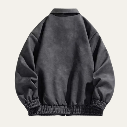The Polignano Men’s Lightweight Zip Up Casual Suede Bomber Coat