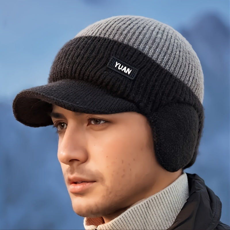 Men’s Winter Beanie with Ear Flaps – Warm Knit Outdoor Hat