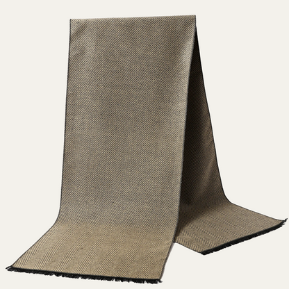 Men’s Herringbone Textured Scarf with Fringed Edges