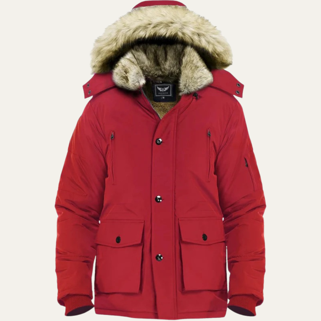Men’s Mid Length Winter Parka with Detachable Hood