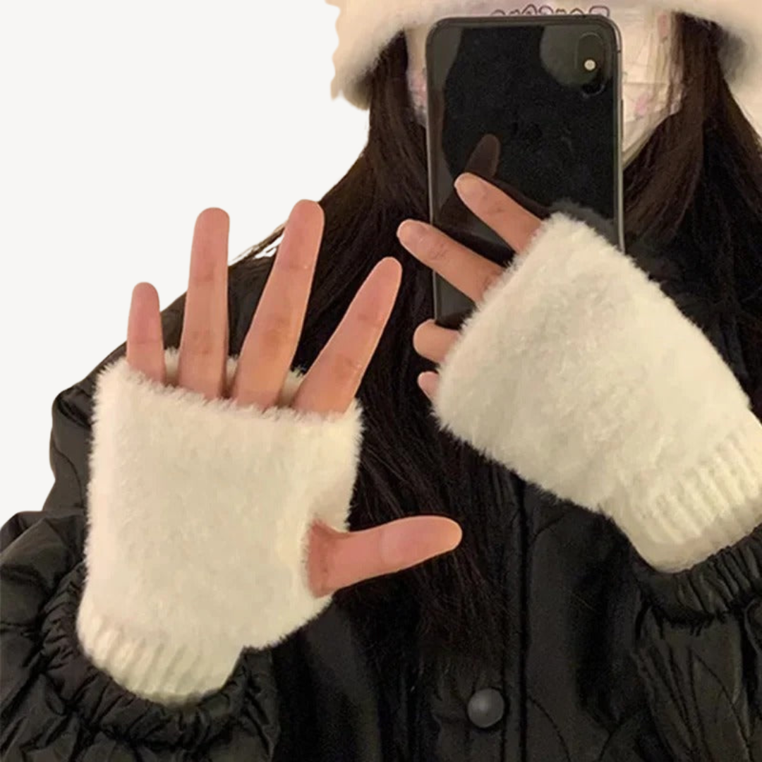 Women's Fuzzy Fingerless Gloves