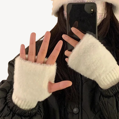 Women's Fuzzy Fingerless Gloves