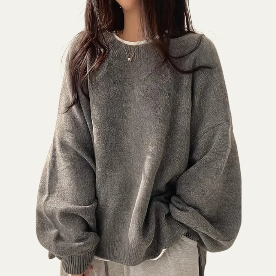 Women’s Relaxed Textured Crewneck Knit Sweater