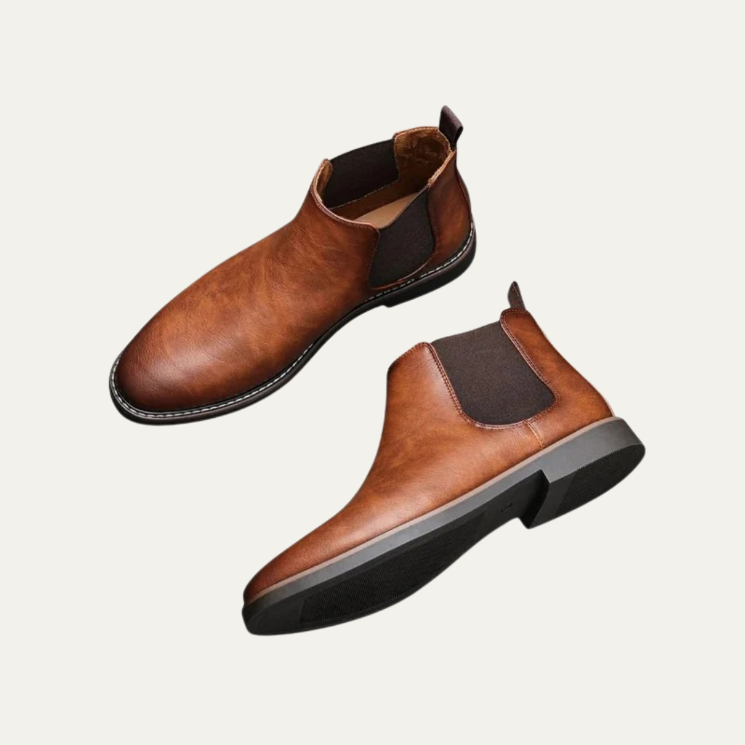 Men’s Burnished Leather Look Chelsea Boot