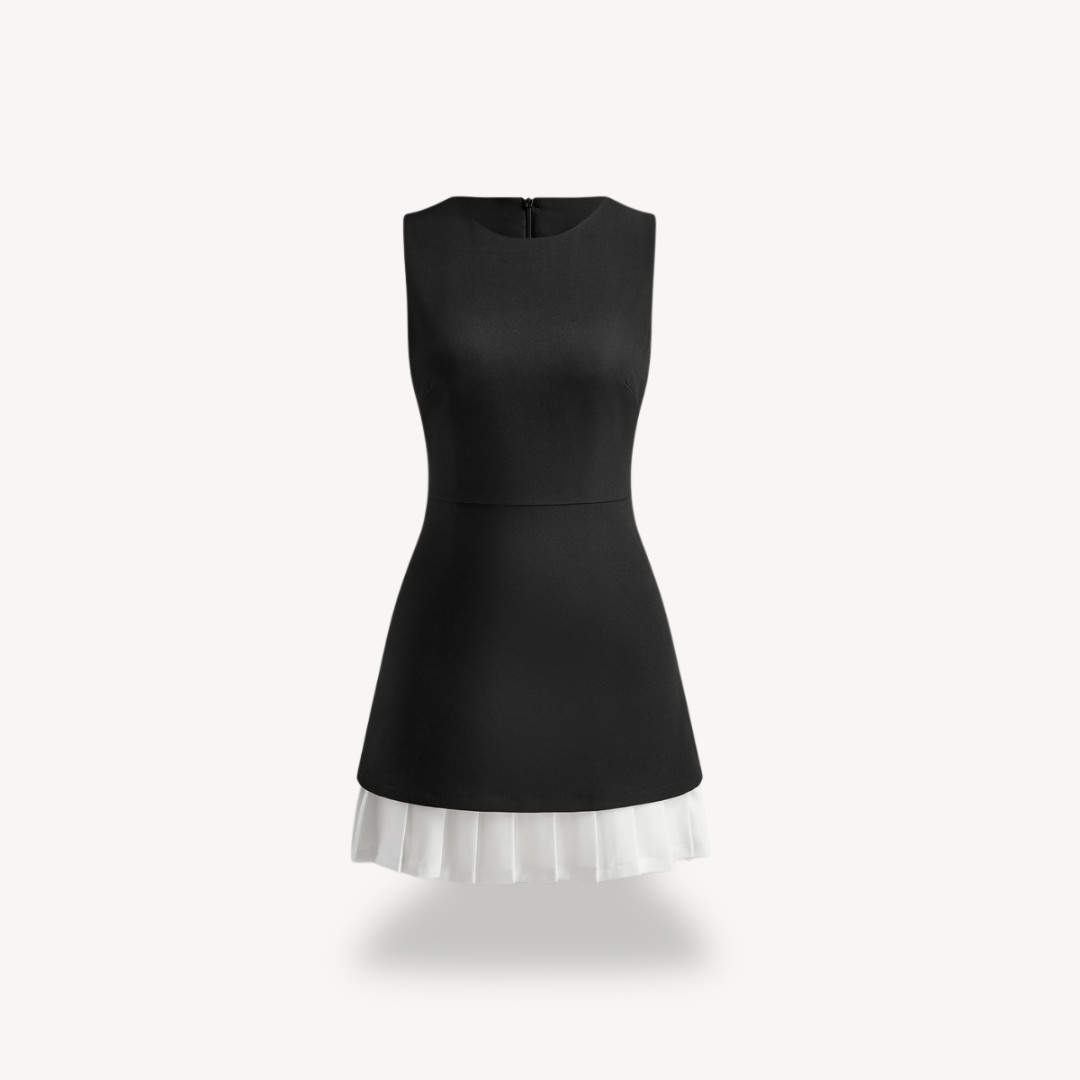 Sleeveless Color Block Pleated Mini Dress Women