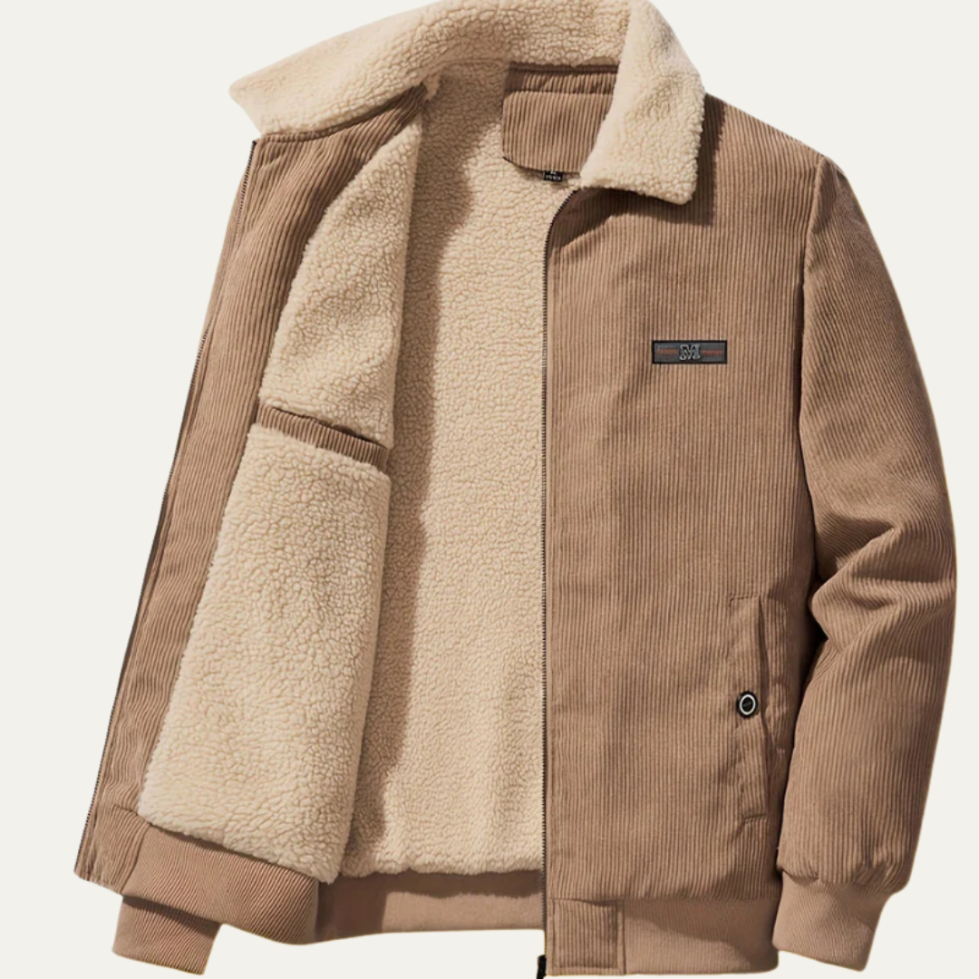 Men’s Corduroy Shearling Collar Zip Jacket