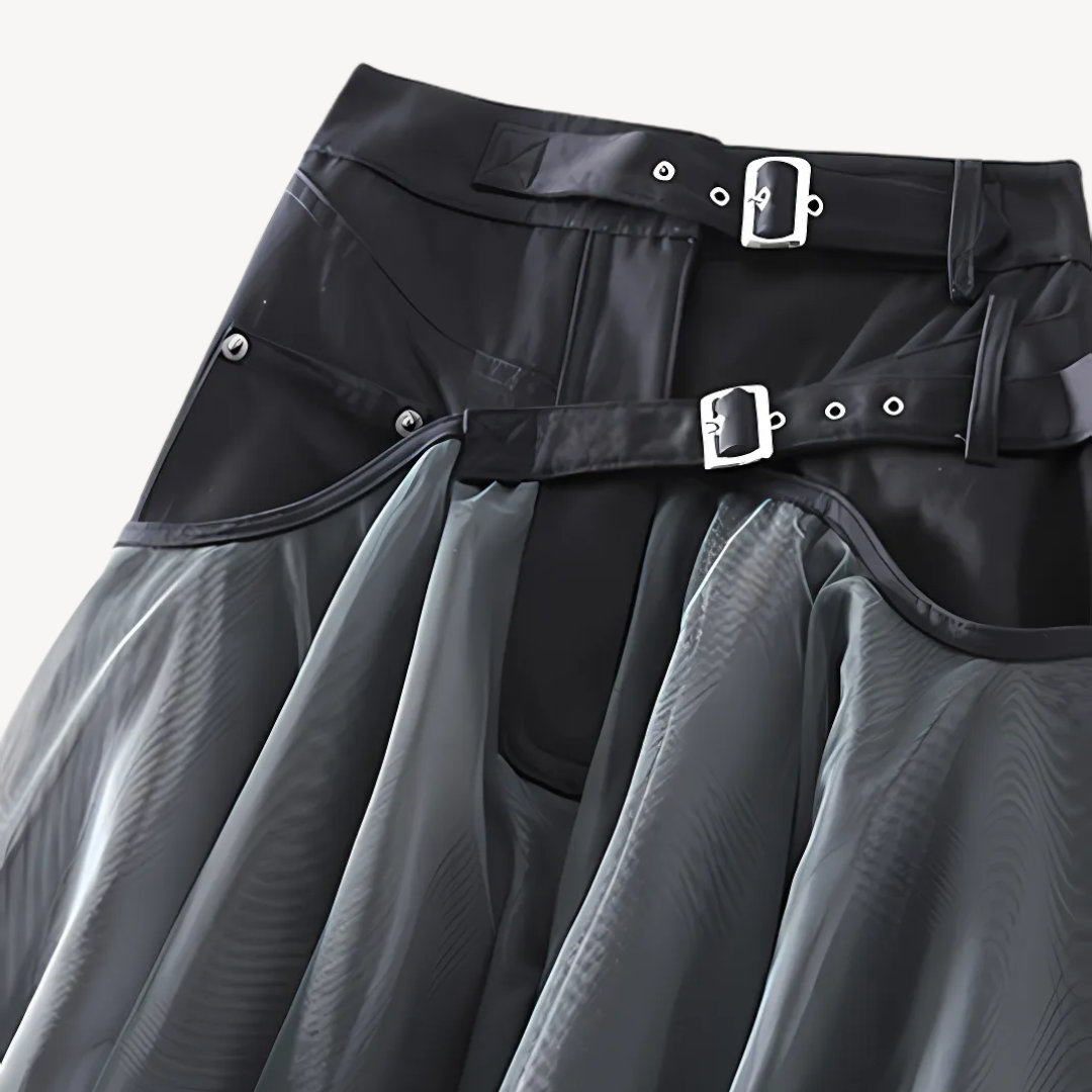High Waist Gothic Maxi Skirt Women Chiffon