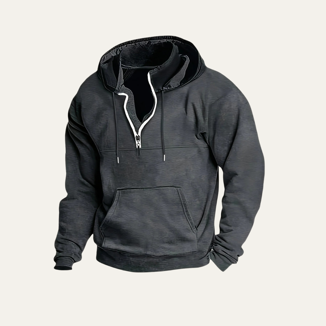 Men’s Utility Pocket Hooded Partial Zip Sweatshirt