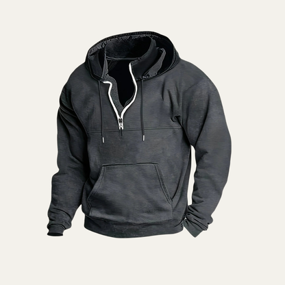 Men’s Utility Pocket Hooded Partial Zip Sweatshirt